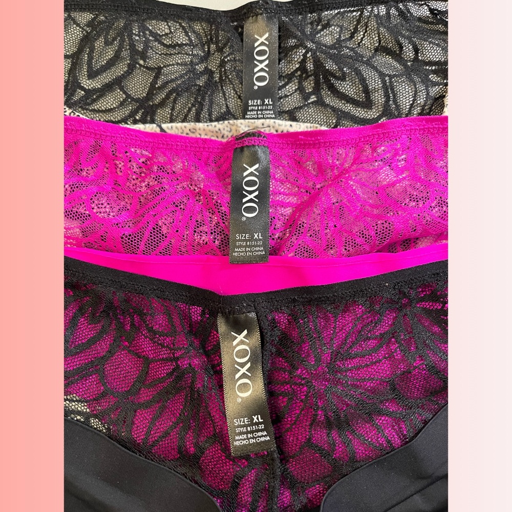 NWOT Women's Lace Trim Panty Set - Black, Pink, Tan - Picture 3 of 3